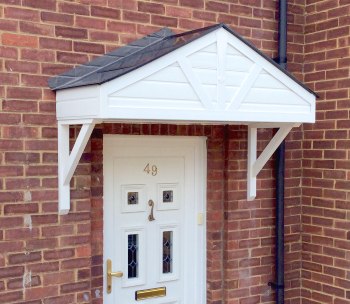 Stylish door canopy installed on a modern home
